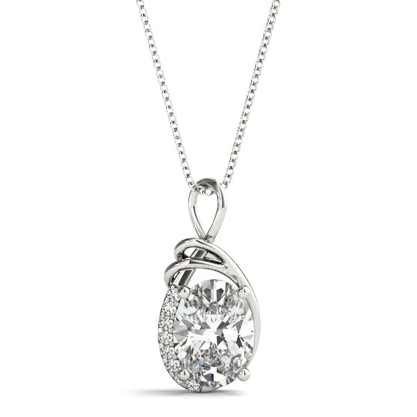 14K Oval Diamond Necklace / Pendant