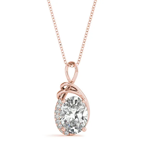 14K Oval Diamond Necklace / Pendant