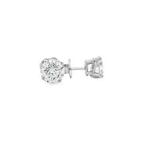 14K White Gold Diamond Solitaire Stud Earrings - 2.06 Carat