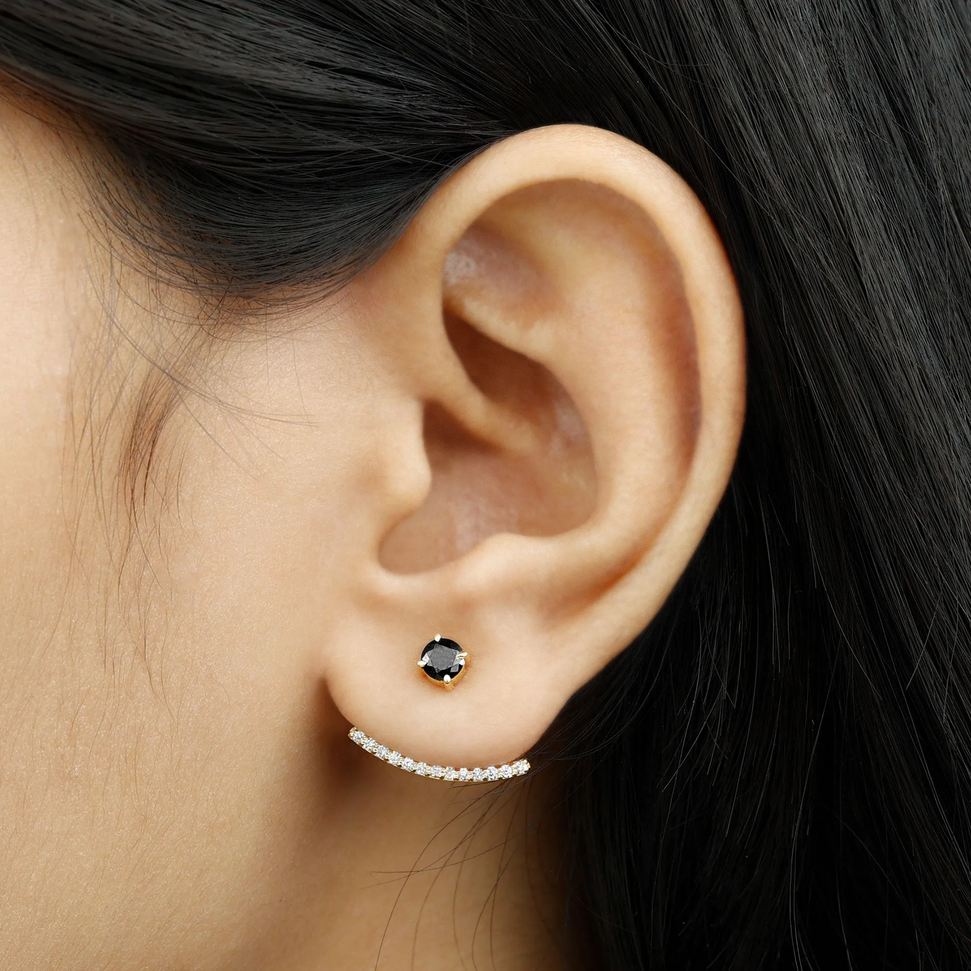 1.50 CT Classic Black and White Diamond Jacket Earrings