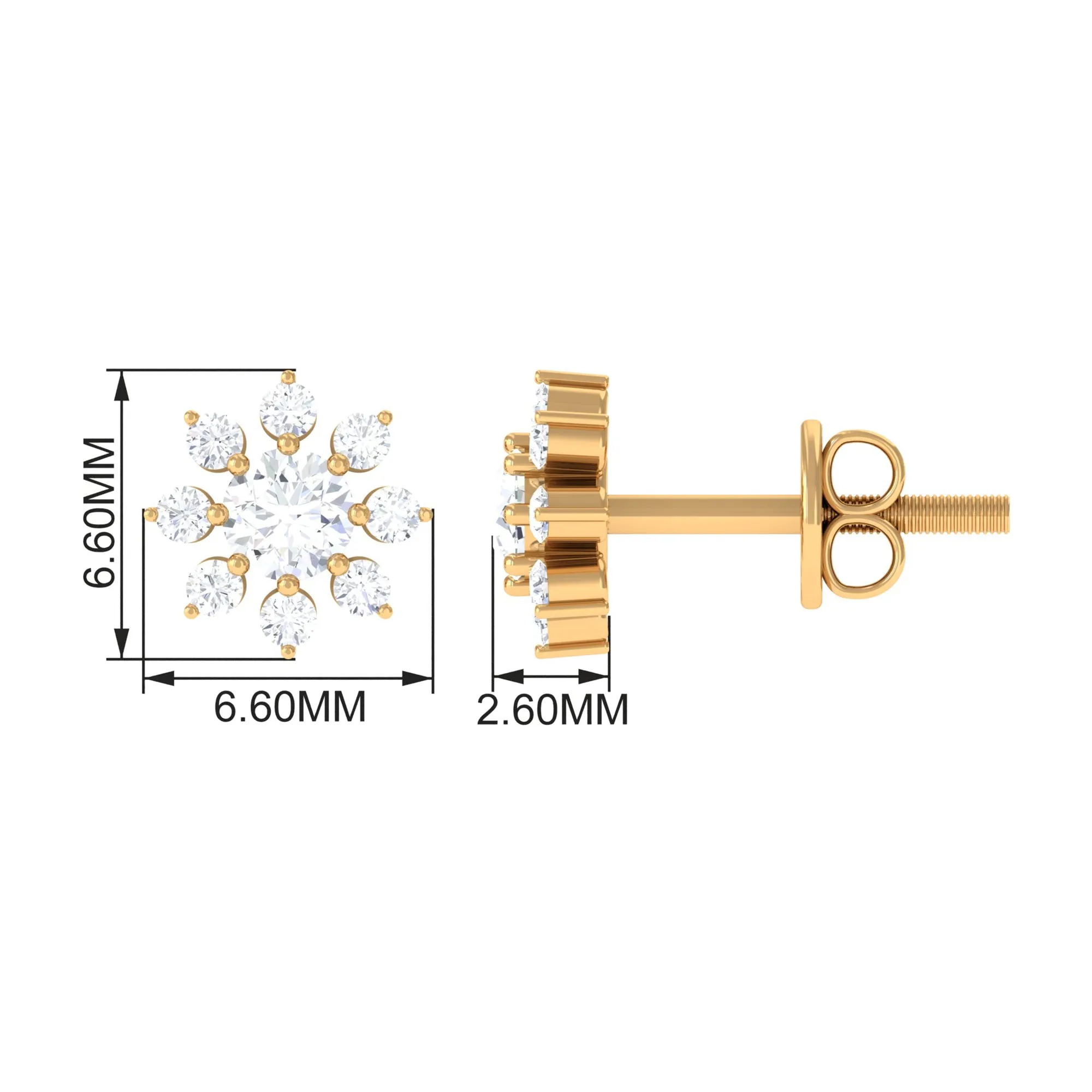 3/4 CT Round Cut Cubic Zirconia Floral Stud Earrings