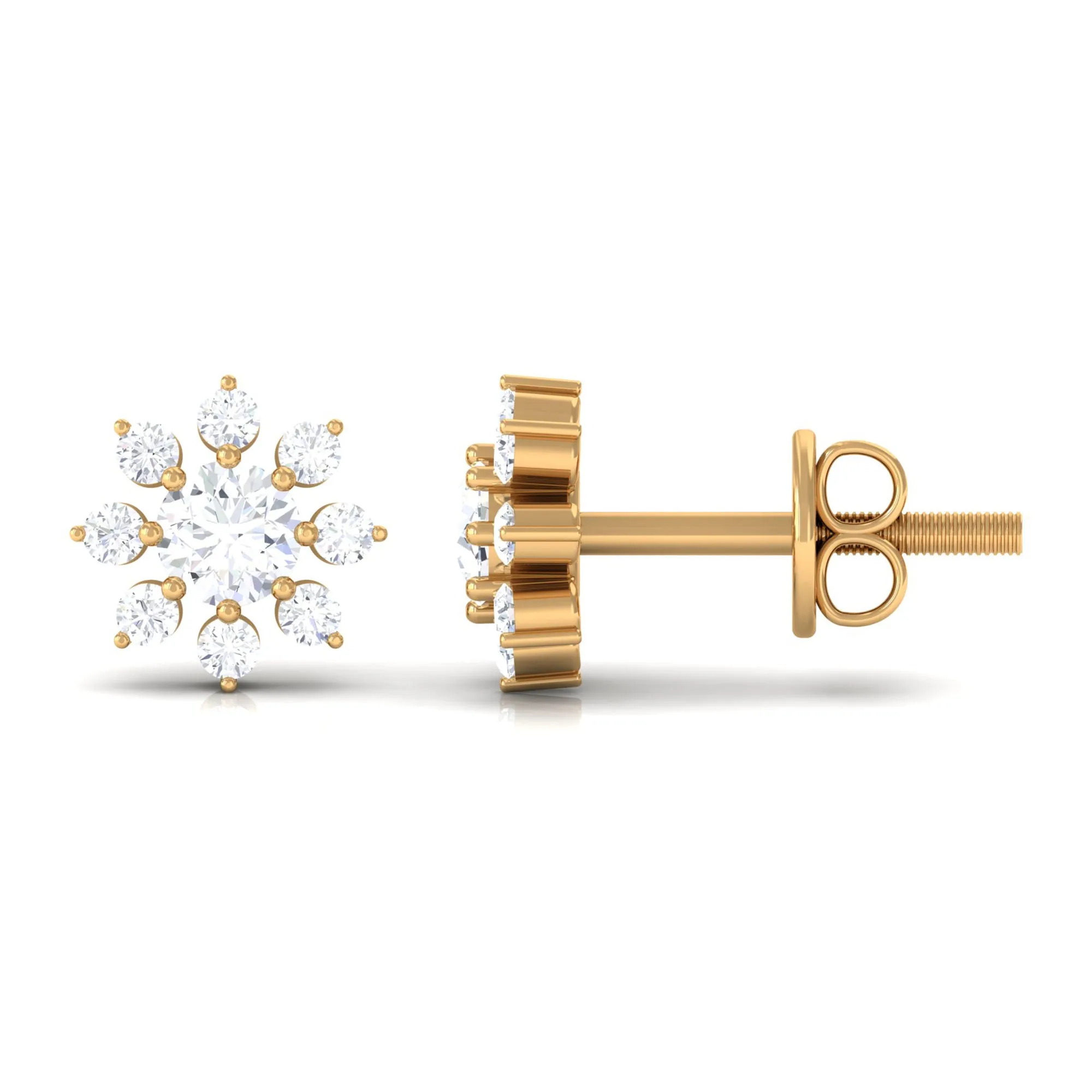 3/4 CT Round Cut Cubic Zirconia Floral Stud Earrings