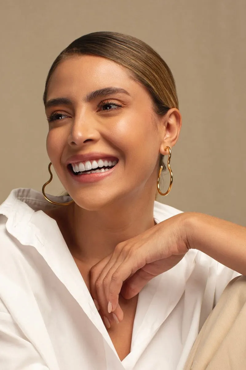 Claudine Golden Zircon Hoop Earrings