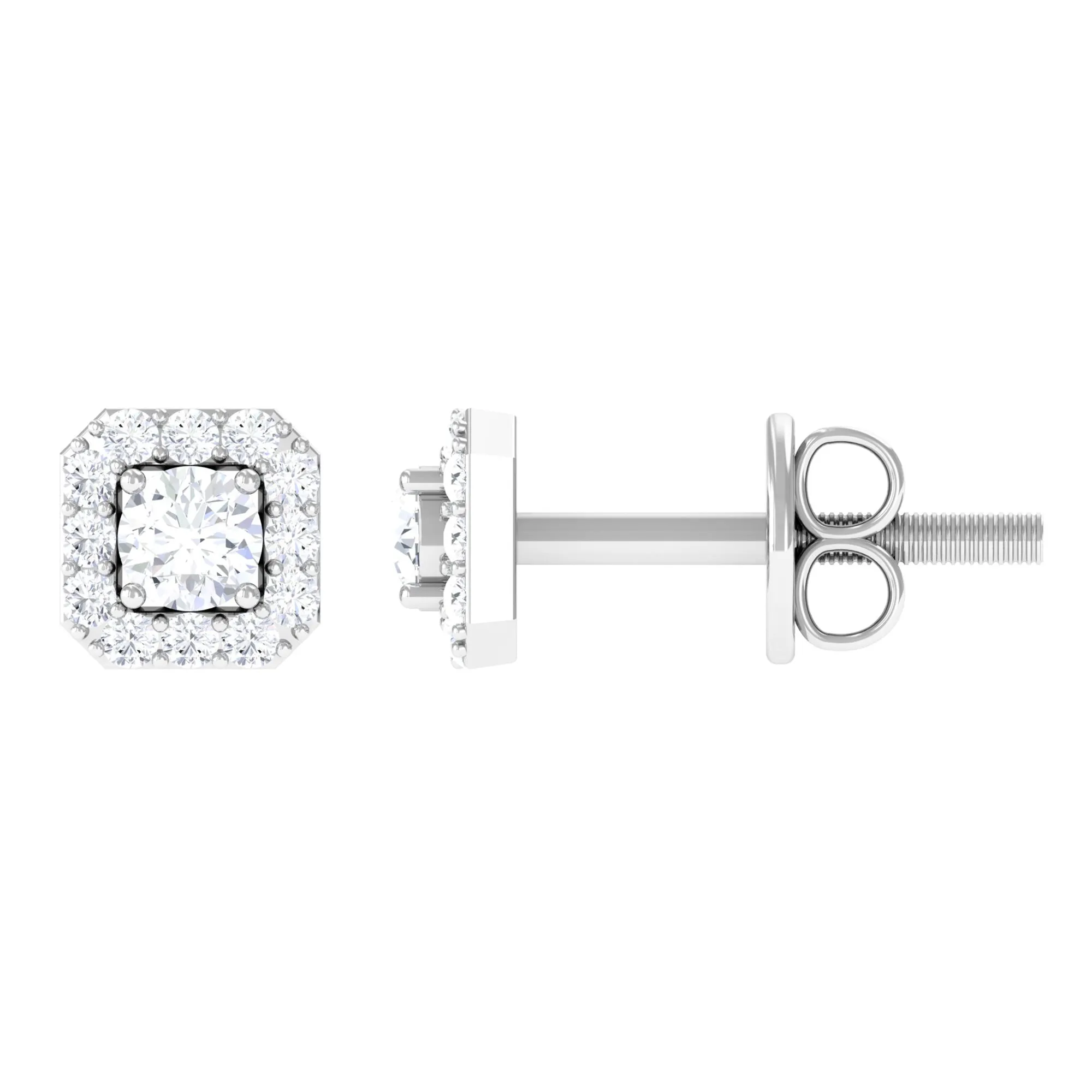 Cubic Zirconia Halo Stud Earrings