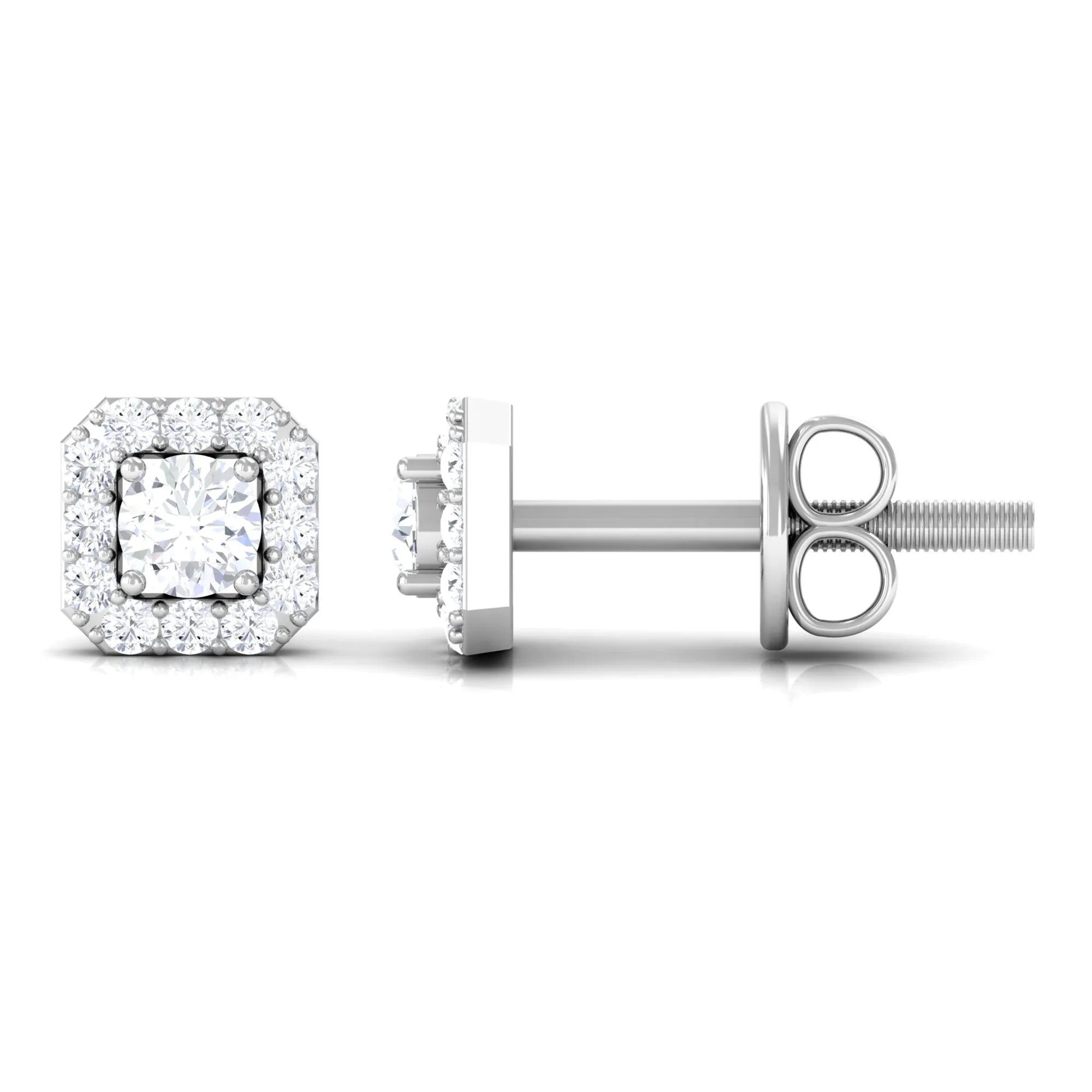 Cubic Zirconia Halo Stud Earrings
