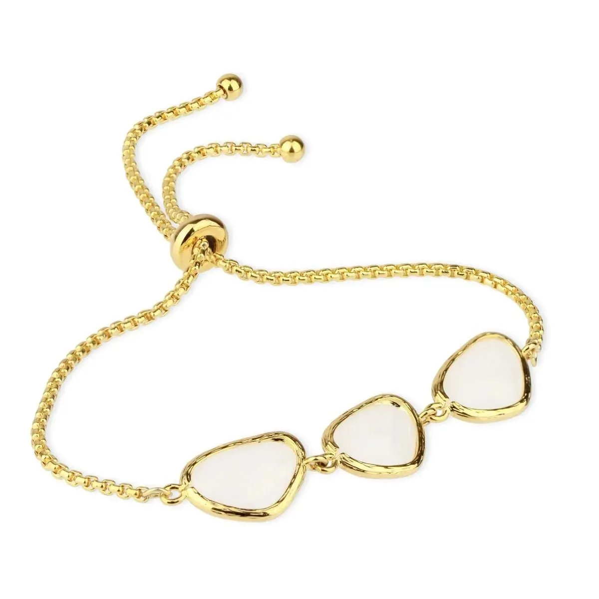 Gemstone Triple Pendant Toggle Bracelet