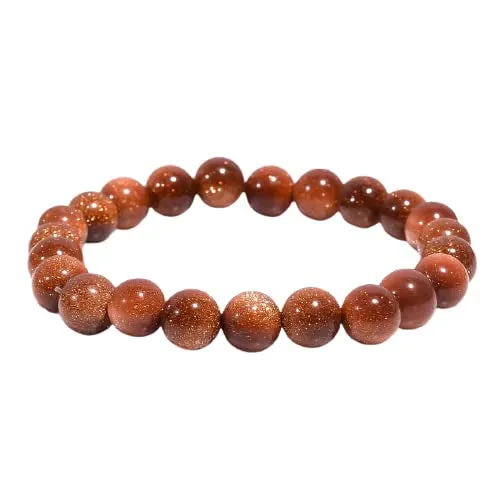 Gold Sandstone Healing Chakra Bracelet Crystal Healing Bracelet Gemstone Jewellery Beaded Stone Bracelet for Men & Women, Bead Size 10 mm