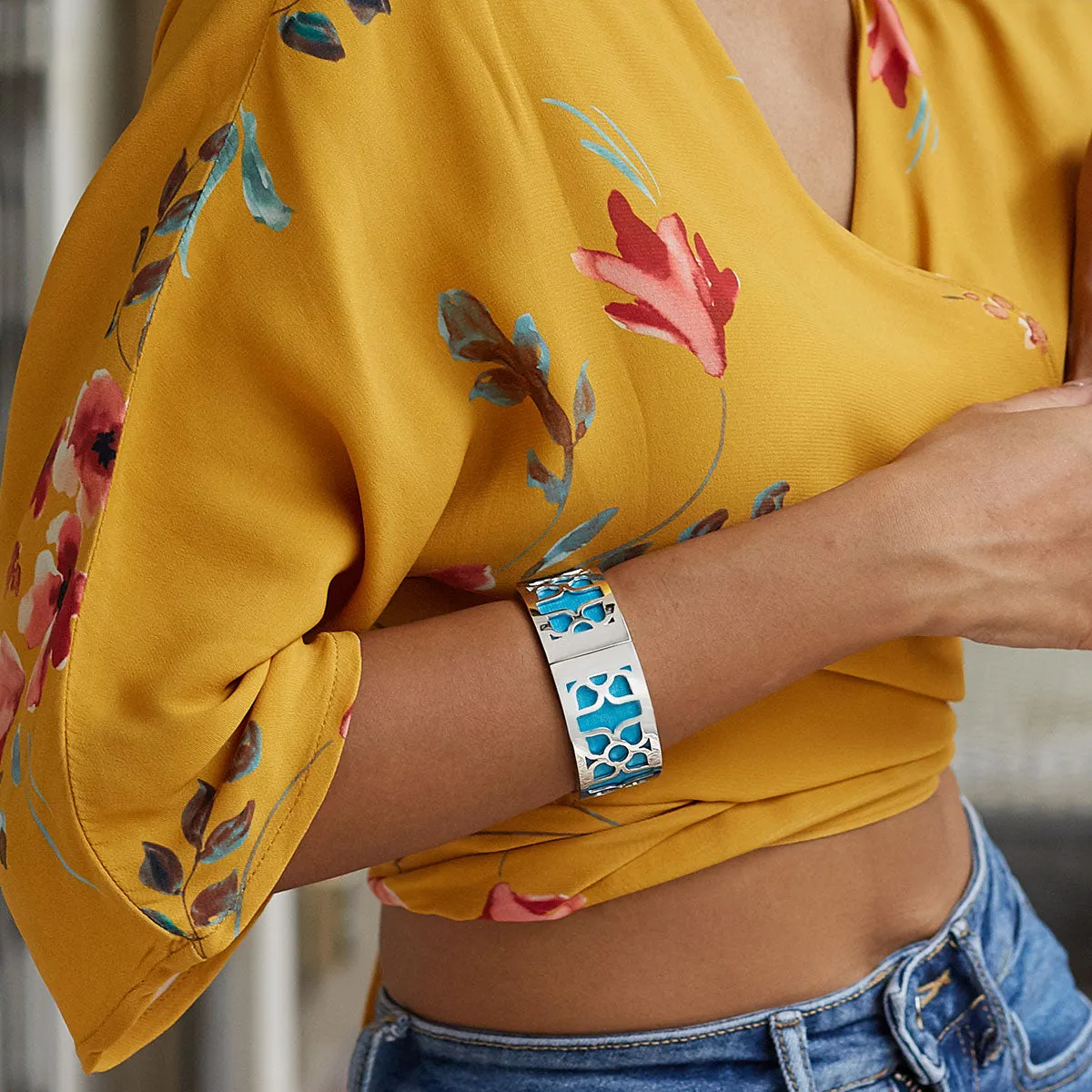 Lotus Bangle - Turquoise Blue