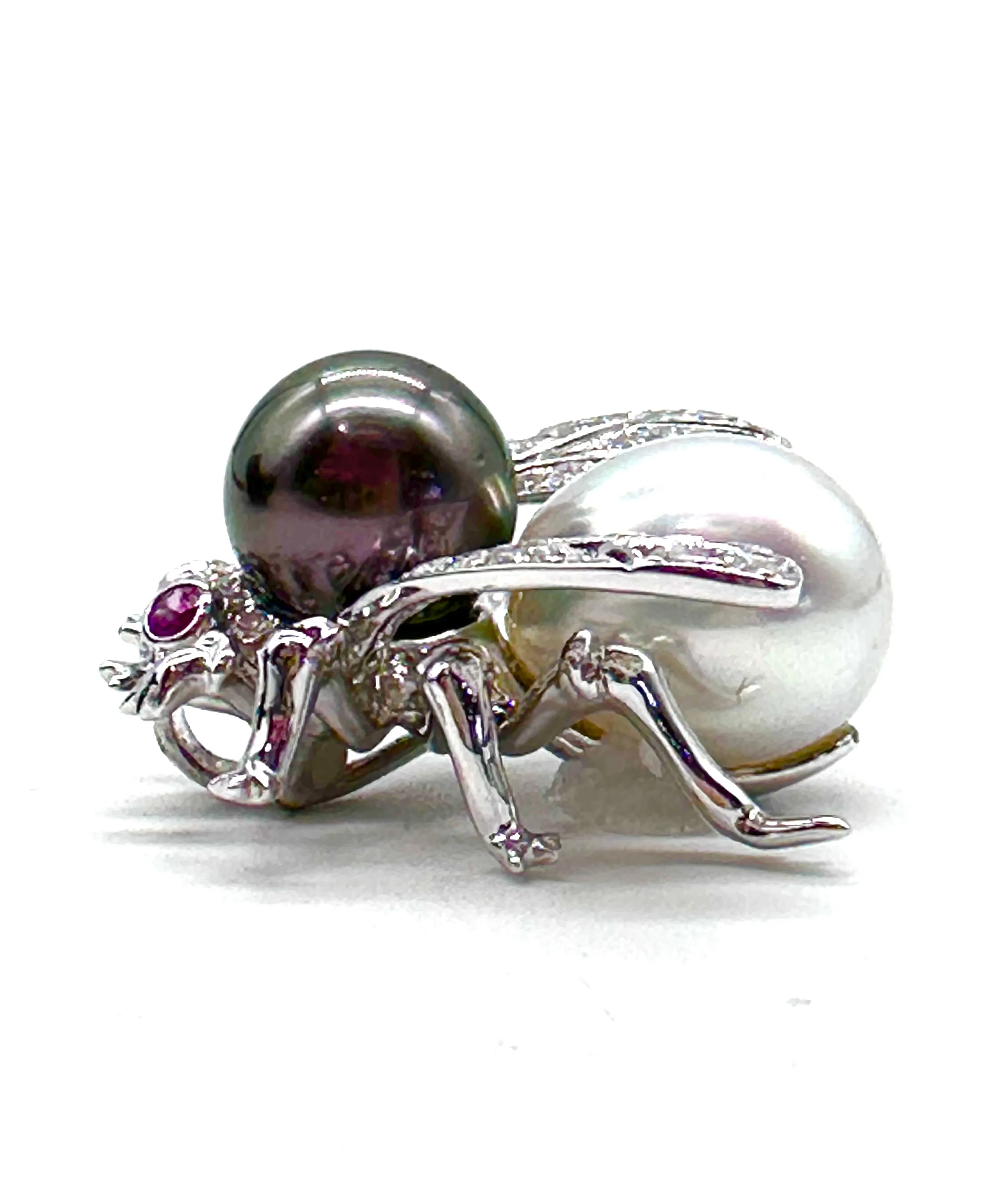Pearl, Pink Sapphire & Diamond Bee Pin & Pendant