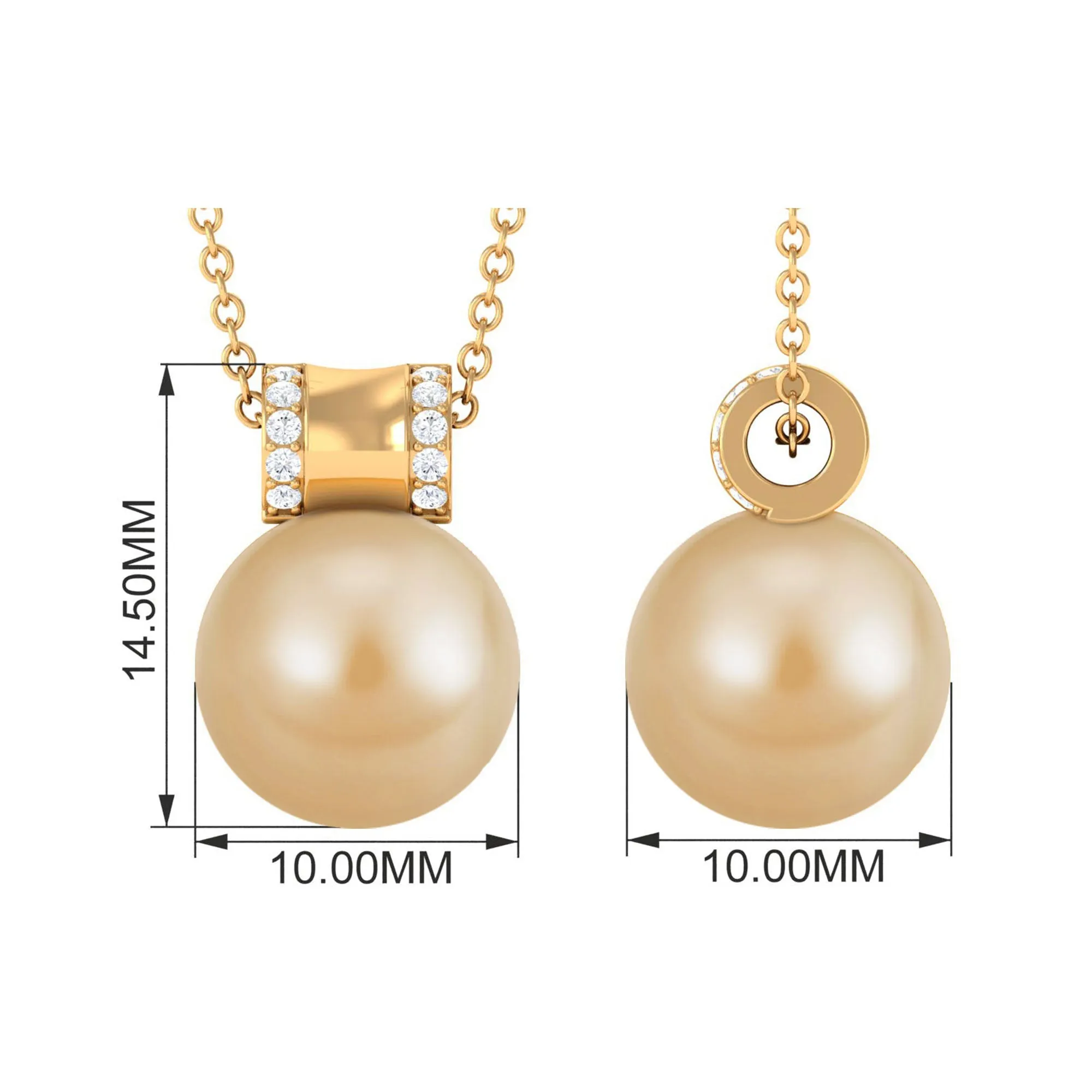 Round South Sea Pearl Elegant Pendant with Diamond